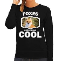 Sweater foxes are serious cool zwart dames - vossen/ vos trui 2XL  - - thumbnail