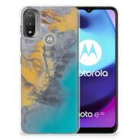 Motorola Moto E20 | E40 | TPU | Siliconen hoesje | Marble Blue Gold