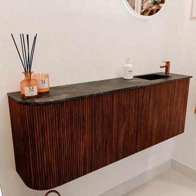 Toiletmeubel Mondiaz Joya Dlux | 111.6 cm | Meubelkleur Ruby | Faye wastafel Lava Wasbak Rechts | 1 kraangat