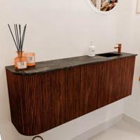 Toiletmeubel Mondiaz Joya Dlux | 111.6 cm | Meubelkleur Ruby | Faye wastafel Lava Wasbak Rechts | 1 kraangat