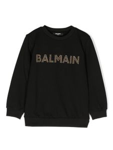 Balmain Kids sweat en coton à logo strassé - Noir