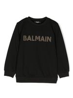 Balmain Kids sweat en coton à logo strassé - Noir - thumbnail