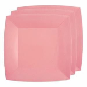 Santex Bordjes karton - 10x - vierkant - roze - 23 x 23 cm - feestbordjes