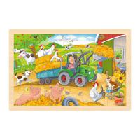 Goki Houten Legpuzzel Tractor, 24st. - thumbnail