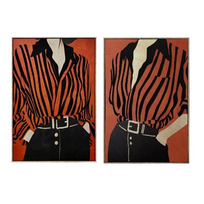 Schilderij Home ESPRIT Zwart Rood Stads 83 x 4 x 123 cm (2 Stuks)