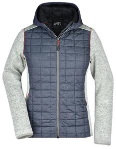 James & Nicholson JN771 Ladies´ Knitted Hybrid Jacket - Light-Melange/Anthracite-Melange - M