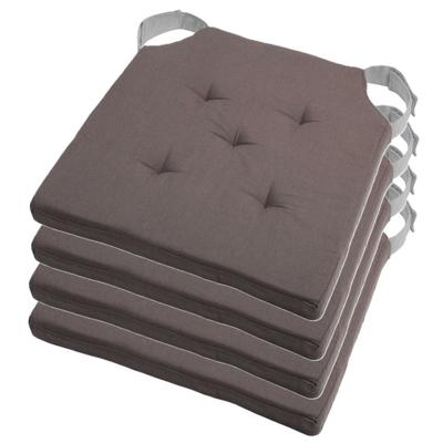 Stof Textile stoelkussen DUO - 4x - grijs - 38 x 38 x 4 cm - klittenband sluiting