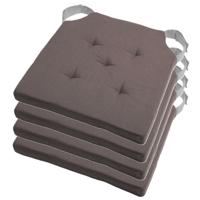 Stof Textile stoelkussen DUO - 4x - grijs - 38 x 38 x 4 cm - klittenband sluiting