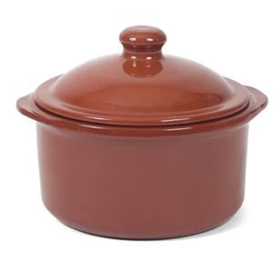 Ovenschaal/stoofpot - Oviedo - aardewerk - 20 x 18 cm - met deksel - bruin