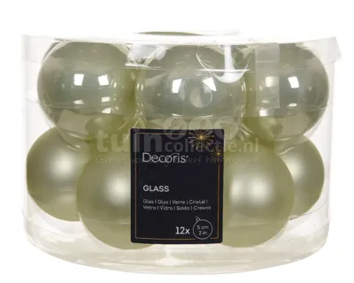 Kerstballen Glas Ø5cm Wit Mint 12st