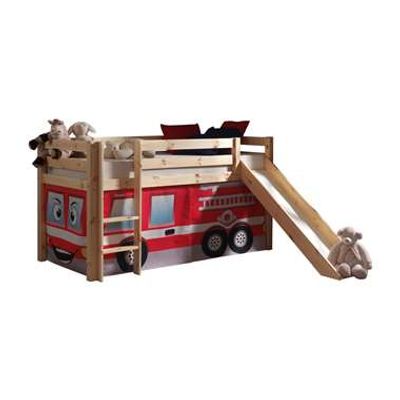 Vipack halfhoogslaper Pino met glijbaan en brandweerset - grenenhout