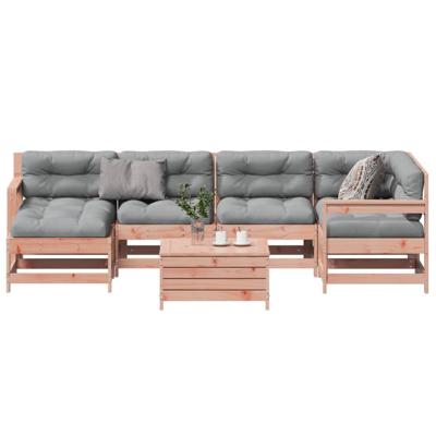 7-delige Loungeset met kussens massief douglashout