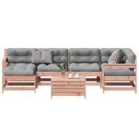 7-delige Loungeset met kussens massief douglashout