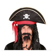 Guirca Carnaval verkleed hoed voor een Piraat - zwart - polyester - heren/dames   -
