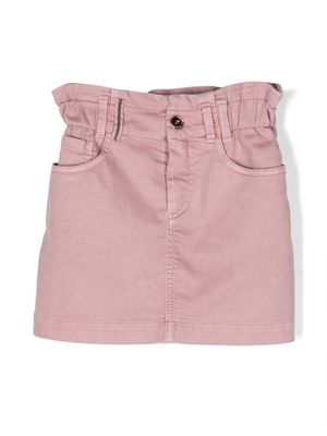 Brunello Cucinelli Kids jupe en jean à effet délavé - Rose