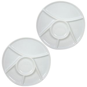 2x stuks porseleinen fondue/gourmet bord 6-vaks rond 23 cm