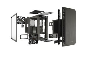 BeQuiet Pure Base 500 Windows Midi-tower PC-behuizing, Gaming-behuizing Metallic, Grijs 2 voorgeïnstalleerde ventilators, Zijvenster, Stoffilter, Geluidsdemping