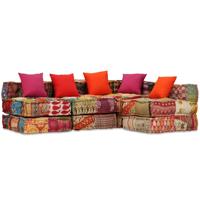 Poef vierzits modulair stof patchwork