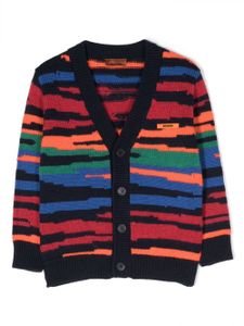 Missoni Kids cardigan en maille intarsia à col v - Bleu