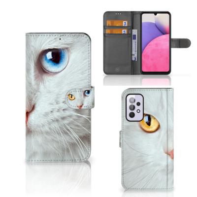 Samsung Galaxy A33 5G | Telefoonhoesje | Met pasjeshouder | Witte Kat