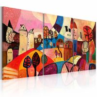 Schilderij - Feeënrijk, 3luik, 120x60cm , multikleur , wanddecoratie , premium print op canvas