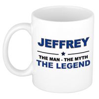 Naam cadeau mok/ beker Jeffrey The man, The myth the legend 300 ml   -