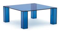 Kave Home Salontafel 'Adularia' Glas, 85 x 85cm, kleur Blauw Kave Home Salontafel 'Adularia' Glas, 85 x 85cm, kleur Blauw