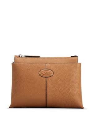 Tod's sac porté épaule en cuir à logo embossé - Marron