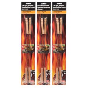 Barbecue Collection Spiezen - 12x stuks - vleespennen - metaal met houten handvat - 38 cm