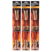 Barbecue Collection Spiezen - 12x stuks - vleespennen - metaal met houten handvat - 38 cm