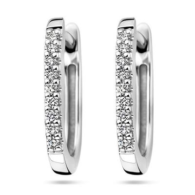 Klapoorringen Paperclip witgoud-diamant 0,07ct Hsi 1,5 mm