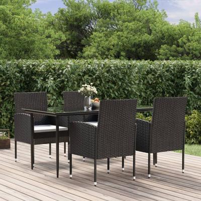 5-delige Tuinset met kussens poly rattan zwart 5-delige Tuinset met kussens poly rattan zwart