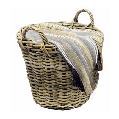 Opbergmand met hengsels - rotan gevlochten -D42 x H32 cm - opbergen - mand