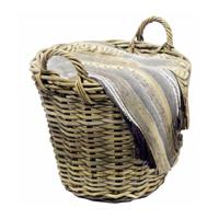 Opbergmand met hengsels - rotan gevlochten -D42 x H32 cm - opbergen - mand