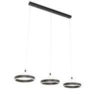 QAZQA Hanglamp zwart langwerpig incl. LED 3-staps dimbaar 3-lichts - - thumbnail