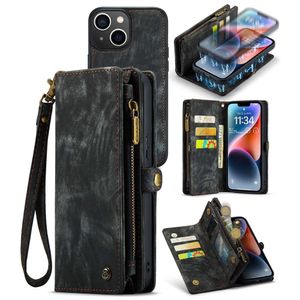 Caseme - Vintage 2 in 1 portemonnee hoes - iPhone 14 Plus - Zwart