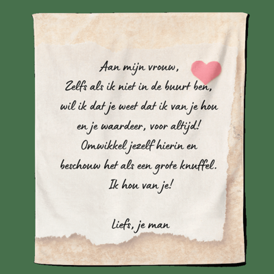Valentijn Fleecedeken Aan Mijn Vrouw - Pillow Buddies