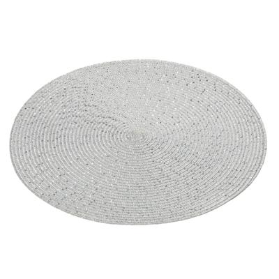 Ronde placemat - zilver met glitter - D38 cm - gevlochten spiraal - tafeldecoratie