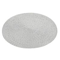 Ronde placemat - zilver met glitter - D38 cm - gevlochten spiraal - tafeldecoratie Ronde placemat - zilver met glitter - D38 cm - gevlochten spiraal - tafeldecoratie