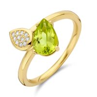 Ring geelgoud-peridot-diamant 0,055 ct H si groen-wit