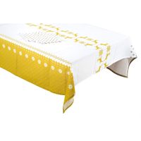 Katoenen tafelkleed/tafellaken met servetten goud/wit met rendieren 150 x 250 cm Katoenen tafelkleed/tafellaken met servetten goud/wit met rendieren 150 x 250 cm