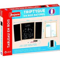 Trittico Pittura Murale in Legno Naturale - JEUJURA - Persiane Centrali in Ardesia e Gesso/Feltro, Accessori Inclusi, 82x56 cm