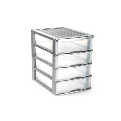Plasticforte Ladeblok/bureau organizer met 4x lades - grijs/transparant - L35,5 x B27 x H35