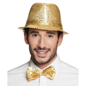 10x Gouden vlinderstrikjes met pailletten 11 cm voor dames/heren