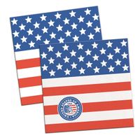 20x Amerikaanse vlag/USA feest servetten 25 x 25 cm verjaardag   -