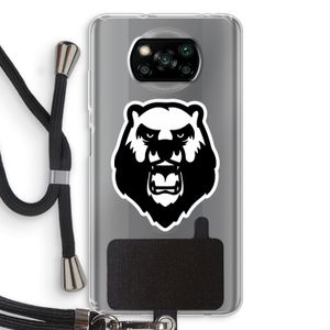 Angry Bear (white): Xiaomi Poco X3 NFC Transparant Hoesje met koord
