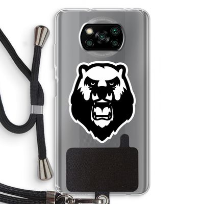 Angry Bear (white): Xiaomi Poco X3 NFC Transparant Hoesje met koord