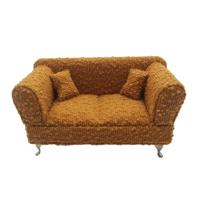 Doos-Juwelenkistje Versa Mosterd Polyester Metaal Spiegel Hout MDF 9,5 X 12,5 X 23,5 CM Sofa