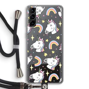 Rainbow Unicorn: Samsung Galaxy S21 Plus Transparant Hoesje met koord