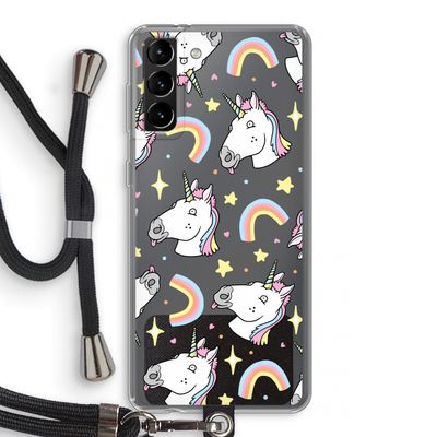 Rainbow Unicorn: Samsung Galaxy S21 Plus Transparant Hoesje met koord